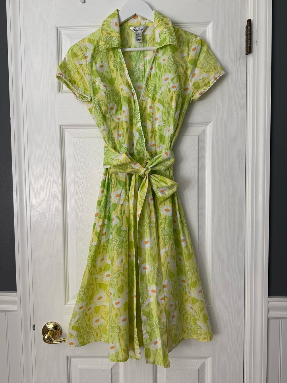 Vintage 90s Lilly Pulitzer White Label Butterfly Floral Women's Wrap Dress